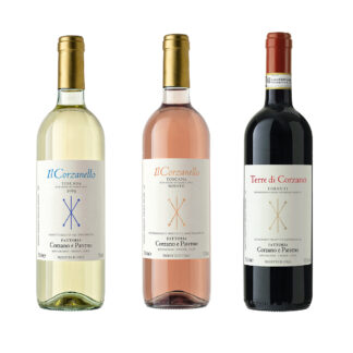 Il Corzanello Bianco 2024-4bt, Il Corzanello Rosato 2024-4bt, Terre di Corzano 2023-4bt.